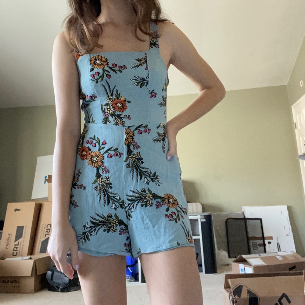 Urban Outfitters Blue Floral Romper
